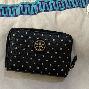 Tory Burch Small Wallet - Black and White Polka Dot